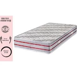LITERIEJULIEN Matelas Bambou 90x190 X 23 Cm + Oreiller Visco - Trés Ferme - Noyau Poli Lattex HR Derniére Génération - Trés Respirant