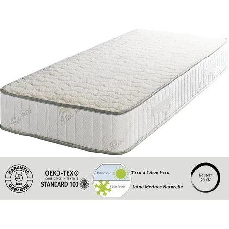 LITERIEJULIEN Matelas Super 70x190 X 23 Cm + Oreiller Visco - Ferme - Face Hiver Pure Laine Merinos - Noyau Poli Lattex HR Derniére Génération - Trés Respirant 1 LITERIEJULIEN Matelas Super 70x190 X 23 Cm + Oreiller Visco - Ferme - Face Hiver Pure Laine Merinos - Noyau Poli Lattex HR Derniére Génération - Trés Respirant