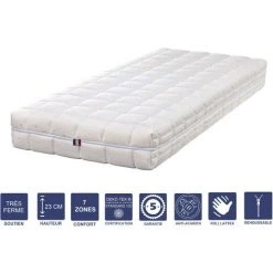 LITERIEJULIEN Matelas Mémoire De Forme 120x200 X 23 Cm Trés Ferme - Déhoussable Housse Lavable - 7 Zones De Confort - Noyau Poli Lattex HR Derniére Génération - Trés Respirant