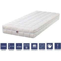 LITERIEJULIEN Matelas Mémoire De Forme + Alése 70x190 X 20 Cm Ferme + Oreiller Visco - Spécial Sommier Electrique - Déhoussable Housse Lavable - 7 Zones De Confort - Noyau Poli Lattex HR Derniére Génération - Trés Respirant