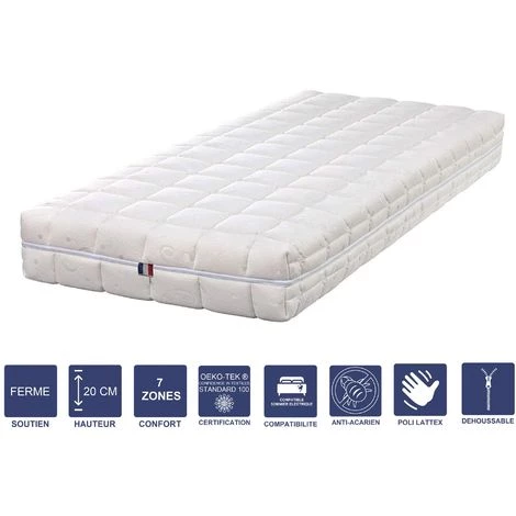 LITERIE JULIEN Matelas Mémoire De Forme + Alése 120x200 X 20 Cm Ferme + Oreiller Visco - Spécial Sommier Electrique - Déhoussable Housse Lavable - 7 Zones De Confort - Noyau Poli Lattex HR Derniére Génération - Trés Respirant 1 LITERIE JULIEN Matelas Mémoire De Forme + Alése 120x200 X 20 Cm Ferme + Oreiller Visco - Spécial Sommier Electrique - Déhoussable Housse Lavable - 7 Zones De Confort - Noyau Poli Lattex HR Derniére Génération - Trés Respirant