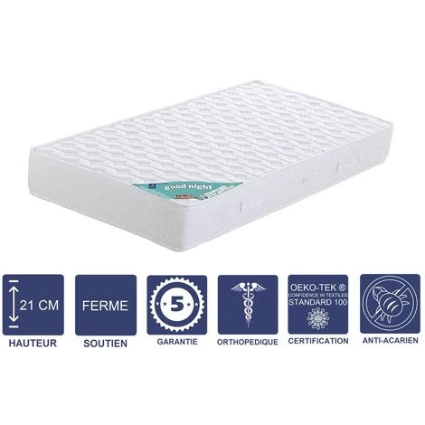LITERIEJULIEN Matelas 90x200 X 21 Cm + Oreiller Visco - Ferme - Aertech+ 35 Kg/m3 HR Derniére Génération - Trés Respirant 1 LITERIEJULIEN Matelas 90x200 X 21 Cm + Oreiller Visco - Ferme - Aertech+ 35 Kg/m3 HR Derniére Génération - Trés Respirant