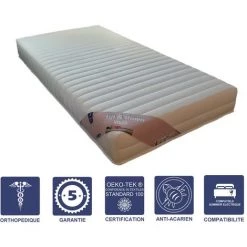 LITERIE JULIEN Matelas Mémoire De Forme 60 Kg/m3 80x190 X 21 Cm Trés Ferme - Spécial Sommier Electrique - 5 Zones De Confort - Noyau Aertech+ 35 Kg/m3 HR Derniére Génération - Trés Respirant