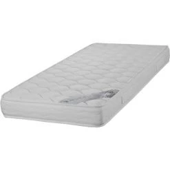 EBAC LITERIE Matelas Montana 80x190 - Mousse - Hauteur 18 Cm - Soutien 3 Zones Confort - Blanc/Ecru/Ivoire