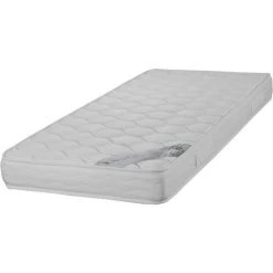 EBAC LITERIE Matelas Montana 90x200 - Mousse - Hauteur 18 Cm - Soutien 3 Zones Confort - Blanc/Ecru/Ivoire