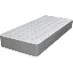 EBAC LITERIE Matelas Rhodes 90x190 - Ressorts Ensachés - Hauteur 24 Cm - Indépendance De Couchage - Blanc/Ecru/Ivoire