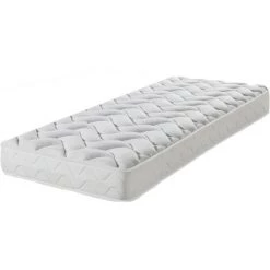 EBAC LITERIE Matelas Melissa 90x190 - Mousse - Hauteur 13 Cm - Soutien 3 Zones Confort - Blanc/Ecru/Ivoire