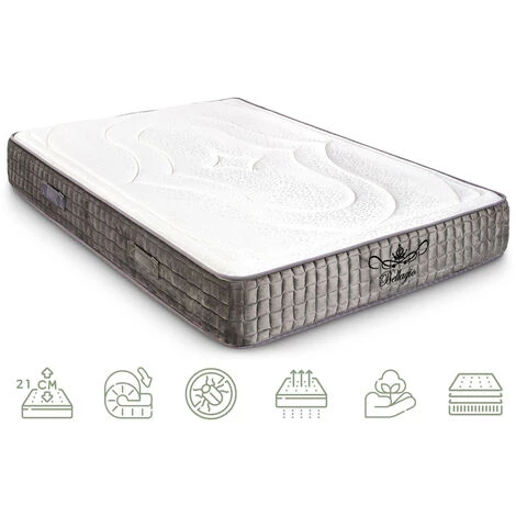 BEZEN Matelas Ergonomique 90x190 à Mémoire De Forme + Mousse Haute Résilience Bellagio Deluxe Total Confort - Blanc 2 BEZEN Matelas Ergonomique 90x190 à Mémoire De Forme + Mousse Haute Résilience Bellagio Deluxe Total Confort - Blanc – Image 2