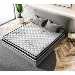 BEZEN Matelas Antistress Carbon Therapy 90x180 à Mémoire De Forme - Athèrmique - Très Ferme - Blanc Et Noir
