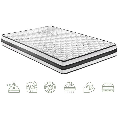 BEZEN Matelas Antistress Carbon Therapy 90x180 à Mémoire De Forme - Athèrmique - Très Ferme - Blanc Et Noir 2 BEZEN Matelas Antistress Carbon Therapy 90x180 à Mémoire De Forme - Athèrmique - Très Ferme - Blanc Et Noir – Image 2