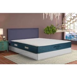 BEZEN Matelas Ergonomique Antistress Hilton 80X190 Mémoire De Forme Haute Densité - Blanc Et Bleu