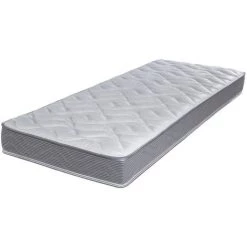 EBAC LITERIE Matelas Wave 80x200 - Mousse - Hauteur 18 Cm - Soutien Morphologique 3 Zones Confort - Blanc/Ecru/Ivoire