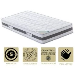 PROVENCE LITERIE Matelas à Mémoire De Forme 65 Kg/m3 + Alèse 140x200 X 23,5 Cm Très Ferme - 7 Zones De Confort - Ame Poli Lattex Haute Résilience - Hypoallergénique
