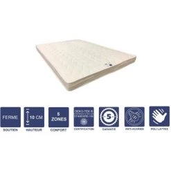 PROVENCE LITERIE Lot De 2 Matelas Ferme Pour Canapé Lit + 2 Alèses 90x200 X 10 Cm + 2 Oreillers Visco - 5 Zones De Confort - Ame Poli Lattex Haute Résilience - Hypoallergénique