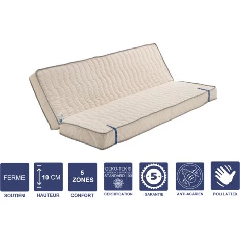 PROVENCE LITERIE Matelas Ferme Pour Tous Clic Clac + Alèse 130x190 X 10 Cm + Latex Naturel Sur Face Hiver - Dim Assise 60 Cm - 5 Zones De Confort - Face été Et Ame Poli Lattex Haute Résilience - Hypoallergénique 1 PROVENCE LITERIE Matelas Ferme Pour Tous Clic Clac + Alèse 130x190 X 10 Cm + Latex Naturel Sur Face Hiver - Dim Assise 60 Cm - 5 Zones De Confort - Face été Et Ame Poli Lattex Haute Résilience - Hypoallergénique