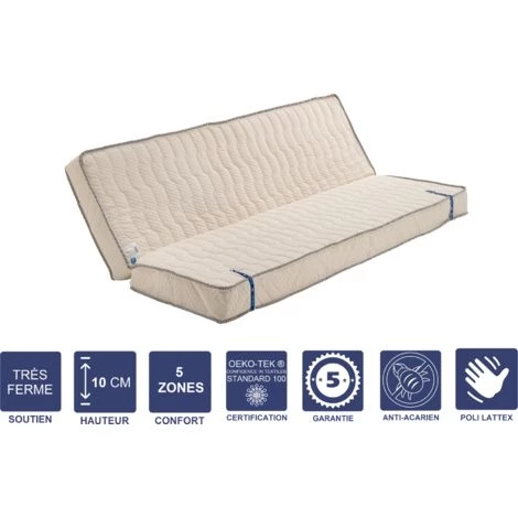 PROVENCE LITERIE Matelas Très Ferme Pour Tous Clic Clac 140x200 X 10 Cm Avec Mémoire De Forme Sur Face Hiver - - Découpe Assise 70 Cm - 5 Zones De Confort - Face été Et Ame Poli Lattex Haute Résilience - Hypoallergénique 1 PROVENCE LITERIE Matelas Très Ferme Pour Tous Clic Clac 140x200 X 10 Cm Avec Mémoire De Forme Sur Face Hiver - - Découpe Assise 70 Cm - 5 Zones De Confort - Face été Et Ame Poli Lattex Haute Résilience - Hypoallergénique