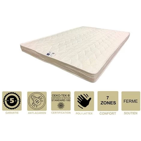 PROVENCE LITERIE Matelas Ferme Avec Latex Naturel Pour Canapé Lit + Alèse 130x200 X 10 Cm - 7 Zones De Confort - Ame Poli Lattex HD Haute Résilience - Hypoallergénique 1 PROVENCE LITERIE Matelas Ferme Avec Latex Naturel Pour Canapé Lit + Alèse 130x200 X 10 Cm - 7 Zones De Confort - Ame Poli Lattex HD Haute Résilience - Hypoallergénique
