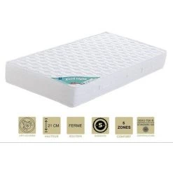 PROVENCE LITERIE Matelas 80x190 X 21 Cm - Ferme - Aertech+ 35 Kg/m3 HR Haute Densité - Hypoallergénique - 5 Zones De Confort