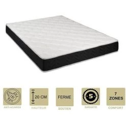PROVENCE LITERIE Matelas Latex 76 Kg/m3 + Mousse 35 Kg/m3 100x200 X 20 Cm - Ferme - 7 Zones De Confort - Hypoallergénique