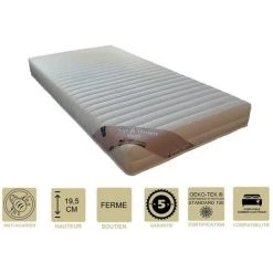 PROVENCE LITERIE Matelas Mémoire De Forme 58 Kg/m3 + Alèse 80x190 X 19,5 Cm - Ferme + Oreiller Visco - Spécial Sommier Electrique - 5 Zones De Confort - Noyau Mouse 35 Kg/m3 HD Haute Résilience - Hypoallergénique