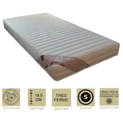 PROVENCE LITERIE Matelas Mémoire De Forme 58 Kg/m3 70x190 X 19,5 Cm Très Ferme - 5 Zones De Confort - Noyau Mouse 35 Kg/m3 HD Haute Résilience - Hypoallergénique