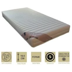 PROVENCE LITERIE Matelas Mémoire De Forme 58 Kg/m3 80x200 X 19,5 Cm - Ferme - 5 Zones De Confort - Noyau Mouse 35 Kg/m3 HD Haute Résilience - Hypoallergénique