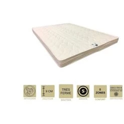 PROVENCE LITERIE Matelas Très Ferme Mémoire De Forme 60 Kg/m3 70x190 X 9 Cm - 5 Zones De Confort - Ame Poli Lattex Haute Résilience HD - Hypoallergénique