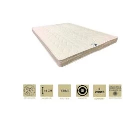 PROVENCE LITERIE Matelas Ferme Mémoire De Forme 60 Kg/m3 Pour Canapé Lit + Alèse 140x190 X 14 Cm - 5 Zones De Confort - Ame Poli Lattex Haute Résilience HD - Hypoallergénique
