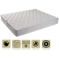 PROVENCE LITERIE Matelas Tissu Ignifugé Non Feu 70x190 X 25,5 Cm + Oreiller Visco - Soutien Ferme - Ame Poli Lattex Haute Résilience - Hypoallergénique