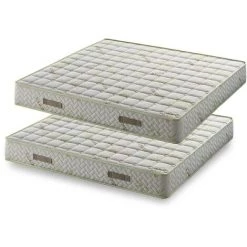 PROVENCE LITERIE Lot De 2 Matelas 90x200 X 21,5 Cm + 2 Alèses + 2 Oreillers Visco - Ferme - Tissu Bambou - Mousse 35 Kg/m3 Haute Résilience - 5 Zones De Confort