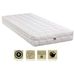 PROVENCE LITERIE Matelas Mémoire De Forme 60 Kg/m3 - 80x200 X 22 Cm Très Ferme + Oreiller Visco - Spécial Sommier Electrique - Déhoussable Housse Lavable - 5 Zones De Confort - Ame Poli Lattex HR Haute Densité - Hypoallergénique