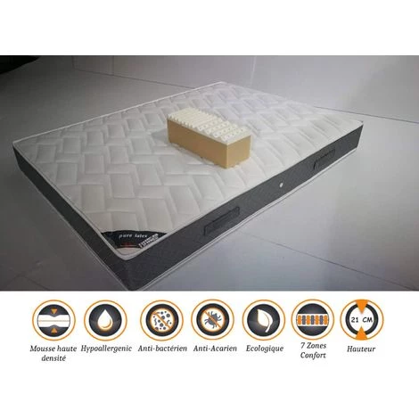 KING OF DREAMS Matelas Latex 75 Kg/m3 + Mousse 35 Kg/m3 HR 160x200 X 21 Cm + Oreiller Visco + Alèse Accueil Moelleux Soutien Ferme - 7 Zones De Confort 1 KING OF DREAMS Matelas Latex 75 Kg/m3 + Mousse 35 Kg/m3 HR 160x200 X 21 Cm + Oreiller Visco + Alèse Accueil Moelleux Soutien Ferme - 7 Zones De Confort