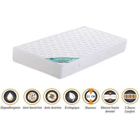 KING OF DREAMS Matelas 90x190 X 21 Cm + Alèse + Oreiller Visco - Très Ferme - Aertech+ 35 Kg/m3 HR Haute Densité - Hypoallergénique - 5 Zones De Confort 1 KING OF DREAMS Matelas 90x190 X 21 Cm + Alèse + Oreiller Visco - Très Ferme - Aertech+ 35 Kg/m3 HR Haute Densité - Hypoallergénique - 5 Zones De Confort