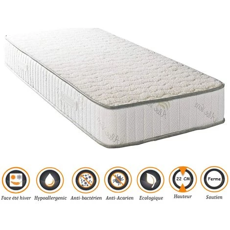 NUITS D'OR Matelas Orthopédique 80x190 X 22 Cm + Oreiller Mémoire + Alèse - Ferme - Face Hiver Laine - Ame Poli Lattex Haute Densité - Hypoallergénique 1 NUITS D'OR Matelas Orthopédique 80x190 X 22 Cm + Oreiller Mémoire + Alèse - Ferme - Face Hiver Laine - Ame Poli Lattex Haute Densité - Hypoallergénique