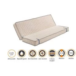 NUITS D'OR Matelas Ferme Pour Clic Clac 140x200 X 15 Cm - Dim Assise 70 Cm - - 5 Zones De Confort - Ame Poli Lattex Haute Résilience - Hypoallergénique