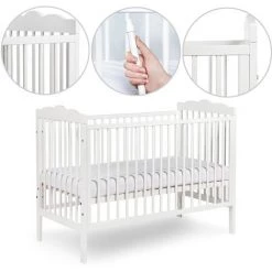 KLUPS RADEK III Lit Bébé à Barreaux En Bois Pin Massif Blanc 120x60 Cm - Blanc -Matelas Soldes Boutique 18165395 3