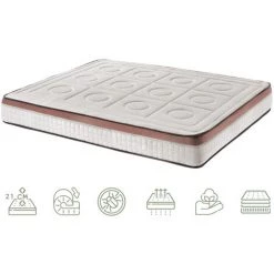 BEZEN Matelas Extradoux 7 Zones 80X190 à Memoire De Forme - 21 Cm - Toscana Deluxe - équilibré - Literie Confort - Beige Et Marron -Matelas Soldes Boutique 18392278 2