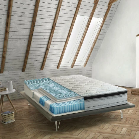 Talamo Italia Matelas Double Italia King, Made In Italy, Matelas Amovible En Mousse à Mémoire De Forme + Gel Et Ressorts Ensachés, Anti-acarien Et Hypoallergénique, Cm 160x190 H27 1 Talamo Italia Matelas Double Italia King, Made In Italy, Matelas Amovible En Mousse à Mémoire De Forme + Gel Et Ressorts Ensachés, Anti-acarien Et Hypoallergénique, Cm 160x190 H27