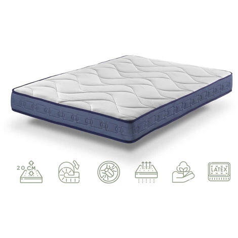 BEZEN Matelas Latex Gel Plus Adaptation Et Régulation Thermique 80X180 – Mémoire De Forme - Effet Relax, 13 Zones. Certifié Sanitized® Et Oeko-Tex® - Blanc Et Bleu 2 BEZEN Matelas Latex Gel Plus Adaptation Et Régulation Thermique 80X180 – Mémoire De Forme - Effet Relax, 13 Zones. Certifié Sanitized® Et Oeko-Tex® - Blanc Et Bleu – Image 2