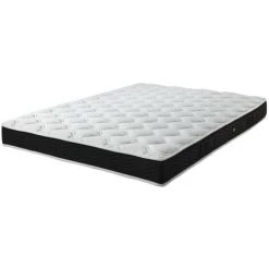 EBAC LITERIE Matelas Miami 140x190 - Mousse - Hauteur 19 Cm - Soutien 3 Zones Confort - Blanc/Ecru/Ivoire