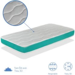 Matelas BEBE MILU VERT 57X117 Epaisseur 11 CM - Noyau En Mousse Perfore Et Respirant -DORMALIT -Matelas Soldes Boutique 21952880 4