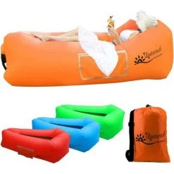 Canapé Hamac Gonflable Qdreclod Air Sofa Matelas Gonflable Rapide Portatif Extérieur Avec Tissu Résistant Aux Déchirures, Canapé Imperméable Pour La Randonnée, Le Camping, Les Pique-niques - Orange