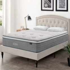 MOBILIER DECO HYBRID NATURE - Matelas Hybride 160 X 200 X 29 Cm Soie Et Ressorts Ensachés - Blanc