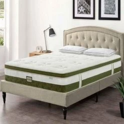 MOBILIER DECO HYBRID BAMBOU - Matelas Hybride 140 X 190 épaisseur 30 Cm Mémoire De Forme Et Ressorts Ensachés - Blanc