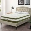 MOBILIER DECO HYBRID BAMBOU - Matelas Hybride 180 X 200 épaisseur 30 Cm Mémoire De Forme Et Ressorts Ensachés - Blanc