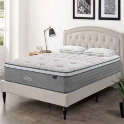 DECO IN PARIS Matelas Hybride NATURAL 140 X 190 Cm Ressorts Ensachés Et Soie épaisseur 29 Cm - Blanc