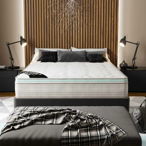 DECO IN PARIS Matelas Mémoire De Forme 140 X 190 Hauteur 27 Cm ALOE VERA - Blanc 3 DECO IN PARIS Matelas Mémoire De Forme 140 X 190 Hauteur 27 Cm ALOE VERA - Blanc – Image 3