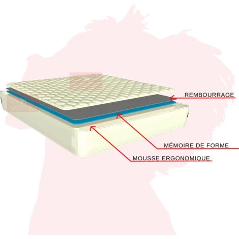 Matelas 140x190 H16 Mémoire De Forme “DORMIPURE” - 9 Zones - Equilibré - Mémoire De Forme “50 Kg/m3” + Mousse “25kg/m3” - Batflex - La Couleur Peut Changer 3 Matelas 140x190 H16 Mémoire De Forme “DORMIPURE” - 9 Zones - Equilibré - Mémoire De Forme “50 Kg/m3” + Mousse “25kg/m3” - Batflex - La Couleur Peut Changer – Image 3