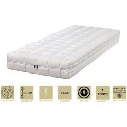 PROVENCE LITERIE Matelas Latex 70% Naturel 70x190 X 21 Cm Ferme + Oreiller Visco - Déhoussable Housse Lavable - 7 Zones De Confort - Ame Poli Lattex 33 Kg/m3 - Hypoallergénique