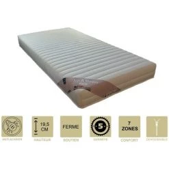 PROVENCE LITERIE Matelas 90x190 X 19,5 Cm Ferme + Oreiller Visco + Alèse - Déhoussable Housse Lavable - 7 Zones De Confort - Ame Poli Lattex 33 Kg/m3 - Hypoallergénique